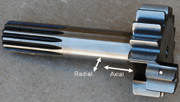 Fig. 2: Example of a shot-peened gear shaft where residual stresses were measured in two directions