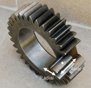 Fig. 3: Example of a shot-peened spur gear where residual stresses were measured in two directions