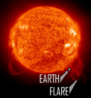 Solar flare - size comparison with Earth