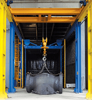 Turbotecnica bridge crane shot-blasting machine BETA 25000 GR 35/42 for heavy valves treatment