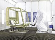 The Dürr EcoRP L033 robot delivers an automated painting process at Kässbohrer Geländefahrzeug AG