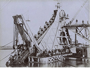 Dredging machine in the 1860s