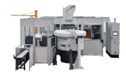 The package consists of a double-batch centrifugal disk-finishing machine with fully automatic workpiece handling, a rotary dryer and a fully automatic centrifuge for cleaning and recycling of the process water
