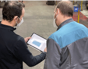 A project manager from Würth Solutions discusses the performance status of the blasting system together with the user. Via web access, all end devices such as PCs, smartphones, etc., can be connected on a flexible basis.