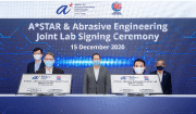 A*STAR - Abrasive Engineering Joint Lab Signing Ceremony – (1st row) Prof. Alfred Huan, Assistant Chief Executive SERC, A*STAR, Mr. Tan Keng Huat, Deputy Managing Director, Abrasive Engineering (2nd row) Mr. Frederick Chew, Chief Executive Officer, A*STAR, Dr. Tan See Leng, Second Minister for Trade and Industry, Mr. Tan Ser Hean, Managing Director, Abrasive Engineering
