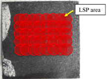 Figure 2: Optical image and an illustration of the laser shock peening conducted on the X80PSL2 rail track steel