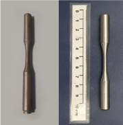 Figure 1: Test subject – 3D printed test piece. Left: Raw, untreated part. Right: Ground, before shot peening
