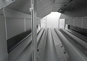 The blast chamber, equipped with ten Gamma 400G turbines, is made entirely of 8 mm manganese steel and additionally lined with replaceable 8 mm thick manganese steel plates for wear resistance