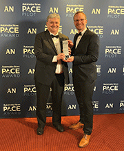 Frank Herre (left), Director Automotive (Paint Shop) at Dürr, 
and Daniel Ackermann, Senior Manager, Product Management at Dürr, 
accepted the PACE Pilot Award