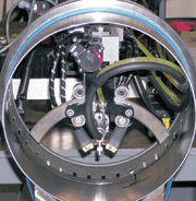 Figure 5: MGR40 portable system  measuring residual stress inside a Space Shuttle main engine flow liner