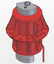 Picture 3: Imbalance motor with imbalance weights on its top and bottom to create vibration for a round tub vibrator